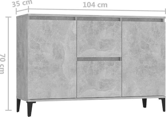 Мебели за съхранение дървен с чекмеджета Сив бетон 104x35x70см