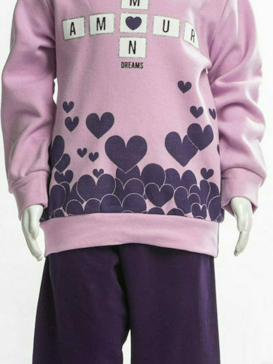 Dreams by Joyce Set Top & Bottom Kids Winter Pyjamas Lilac