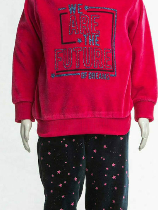 Dreams by Joyce Set Top & Bottom Kids Winter Velvet Pyjamas Fuchsia