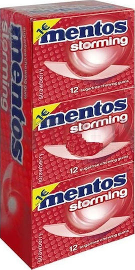 Mentos 12 Chewing gum Storming with Φράουλα Flavour Sugar Free 12pcs 33gr