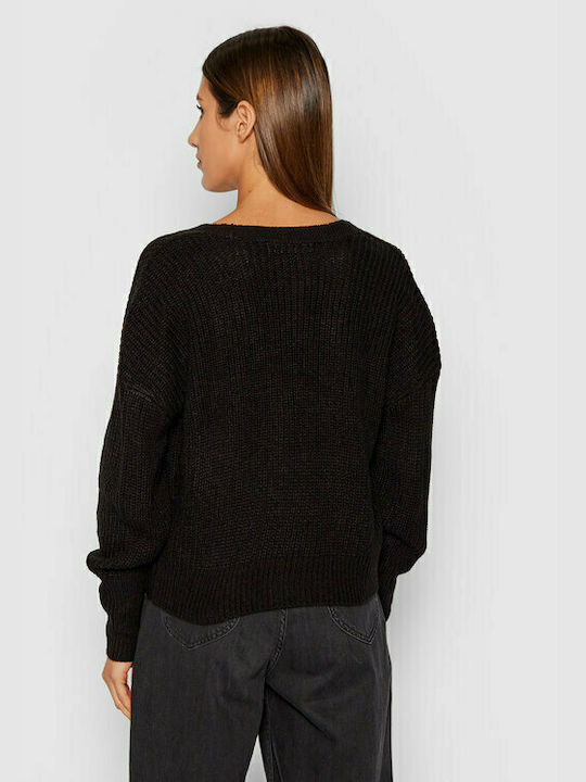 Vero Moda Short Women's Knitted Cardigan with Buttons Black