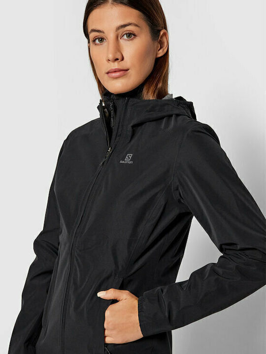 Women's Running Short Sports Jacket Waterproof for Spring or Autumn Black
