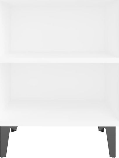 Wooden Bedside Table Λευκό 40x30x50cm