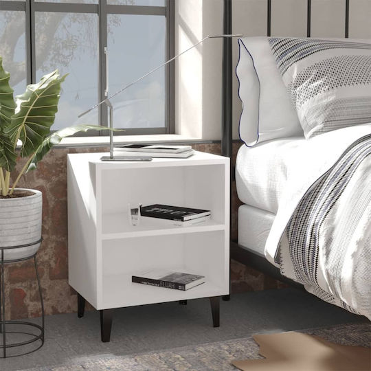 Wooden Bedside Table Λευκό 40x30x50cm