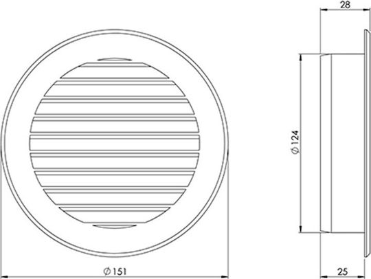 Europlast Vent Louver 15x15cm Round with Screen