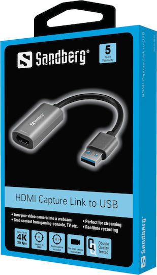 Sandberg Converter USB-A male to HDMI female Gray 1pcs (134-19)