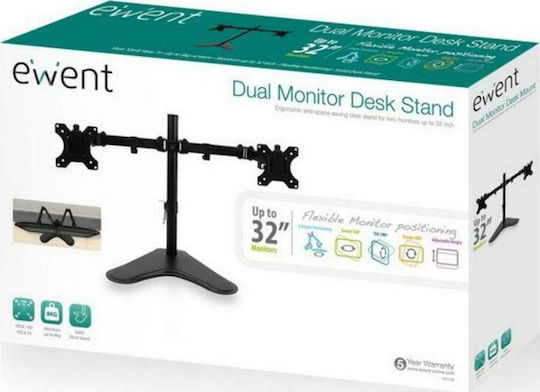 Ewent Desktop Stand for 2 Monitors up to 32" with Arm (EW1536)