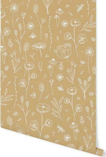 Little Dutch Παιδική Ταπετσαρία Υφασμάτινη Wild Flowers Ochre Μ53xΥ1000εκ.