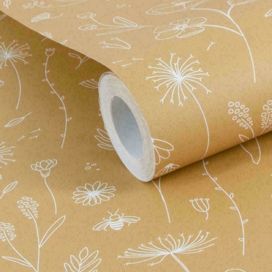 Little Dutch Παιδική Ταπετσαρία Υφασμάτινη Wild Flowers Ochre Μ1000xΥ53εκ.