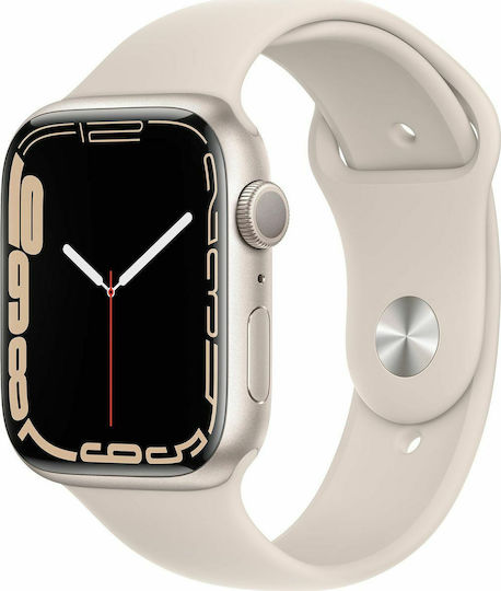 Apple Watch Series 7 Aluminium 45mm Waterproof with Heart Rate Monitor (Starlight)