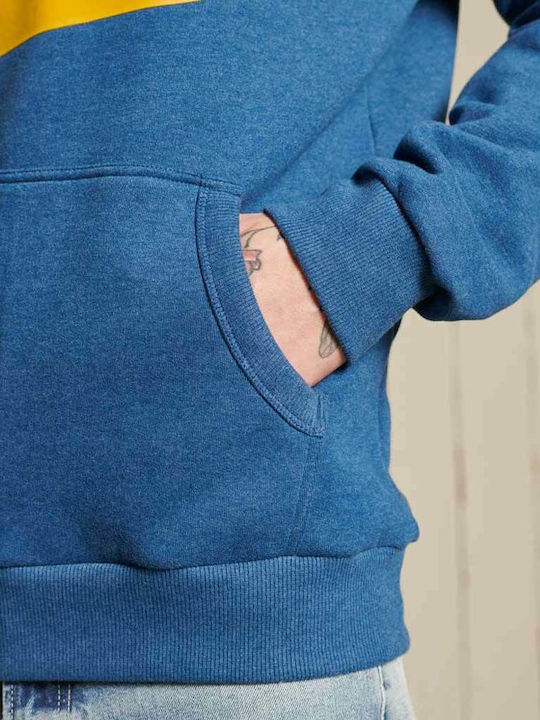 Script Style Collegiate Sweatshirt with Hood Navy