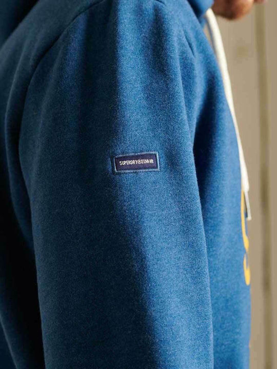 Script Style Collegiate Sweatshirt with Hood Navy