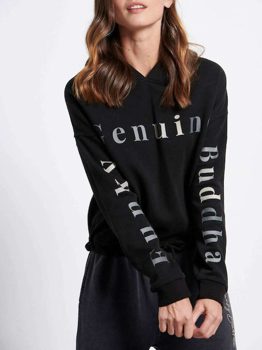 Long Women's Sweatshirt Hooded Black