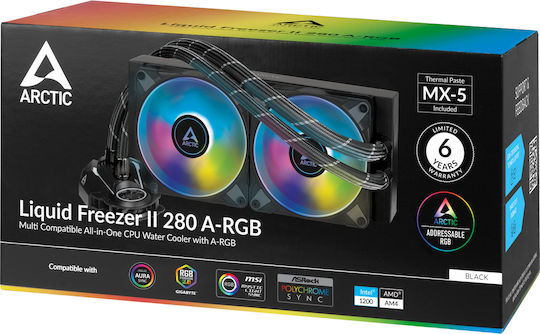 Arctic Liquid Freezer II 280 A-RGB Υδρόψυξη Επεξεργαστή Διπλού Ανεμιστήρα 140mm για Socket AM4/AM5/1200/115x