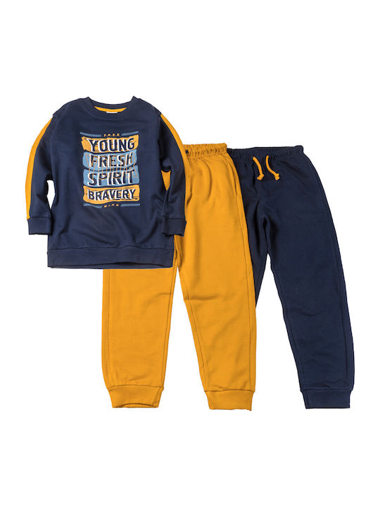 New College Kids Sweatpants Set Blue 3pcs