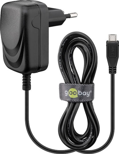 Goobay Φορτιστής με Ενσωματωμένο Καλώδιο micro USB 5W Μαύρος (49529)