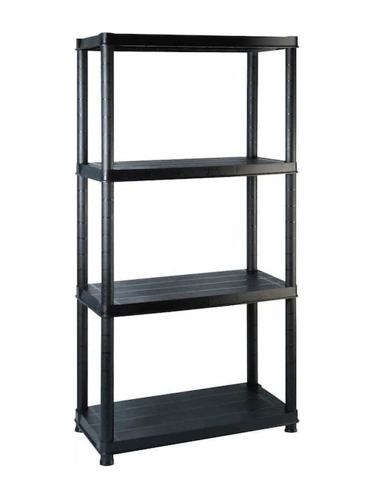 Plastic Outdoor Shelving Unit with 4 Shelves Black 183x30.5x130cm