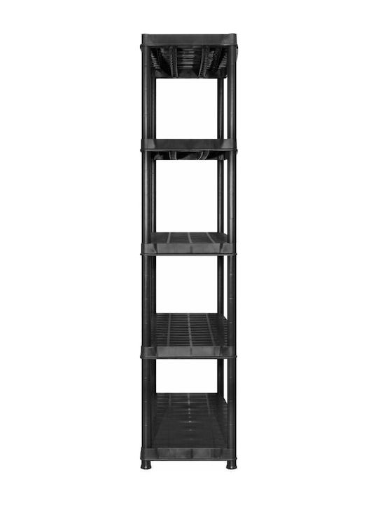 Plastic Outdoor Shelving Unit with 5 Shelves Black 340x40x185cm