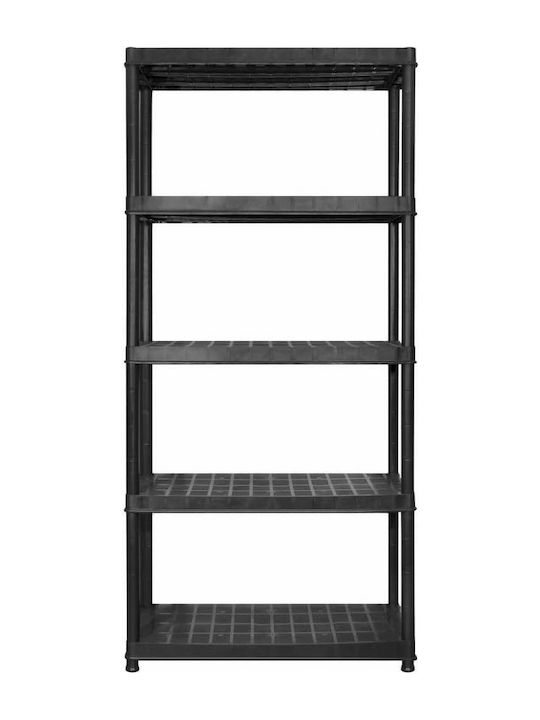 Plastic Outdoor Shelving Unit with 5 Shelves Black 340x40x185cm