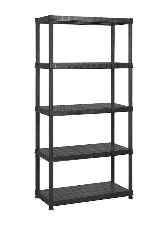 Plastic Outdoor Shelving Unit with 5 Shelves Black 340x40x185cm