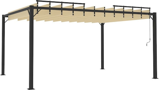 Pergolă De Grădină Din Metal Cu Tavan În Culoare Bej 300x400x225cm