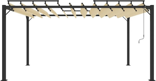 Pergolă De Grădină Din Metal Cu Tavan În Culoare Bej 300x400x225cm