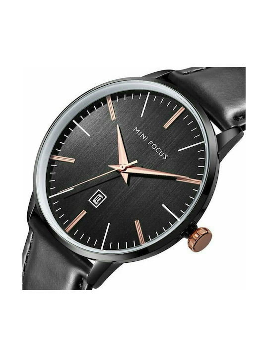 Mini Focus Watch Battery with Black Leather Strap MF0115G.03