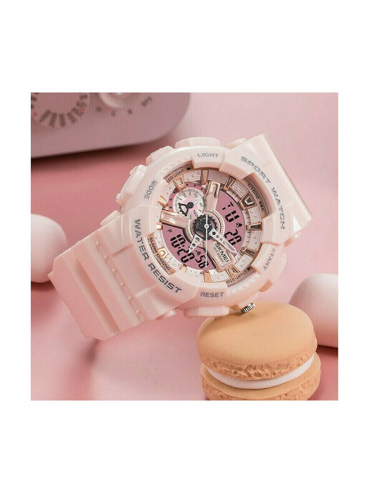 Skmei Digital/Analog Uhr Chronograph mit Kautschukarmband Pink