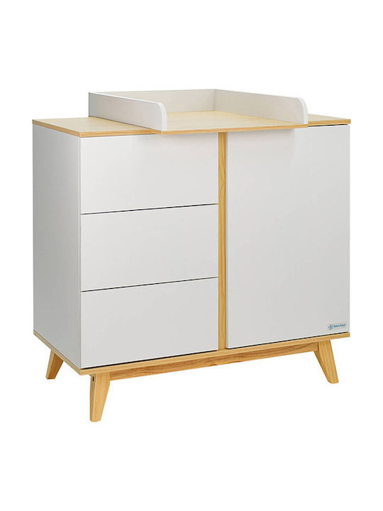 Bebe Stars Cappuccino Seturi de mobilier pentru copii cu Pat, Comodă și Dulap Alb / Bej