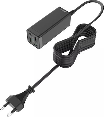 Sandberg Φορτιστής Χωρίς Καλώδιο με 2 Θύρες USB-A και 2 Θύρες USB-C 65W Quick Charge 2.0 / Power Delivery Μαύρος (441-45)