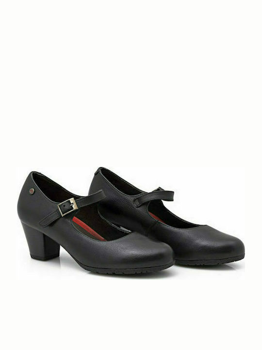 Pepe Menargues Leather Black Heels with Strap 6706