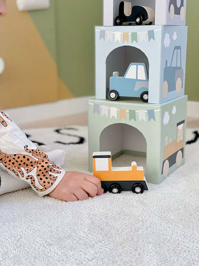 Jabadabado Stacking Toy Stackable Cubes with Cars made of Wood for 24++ Months