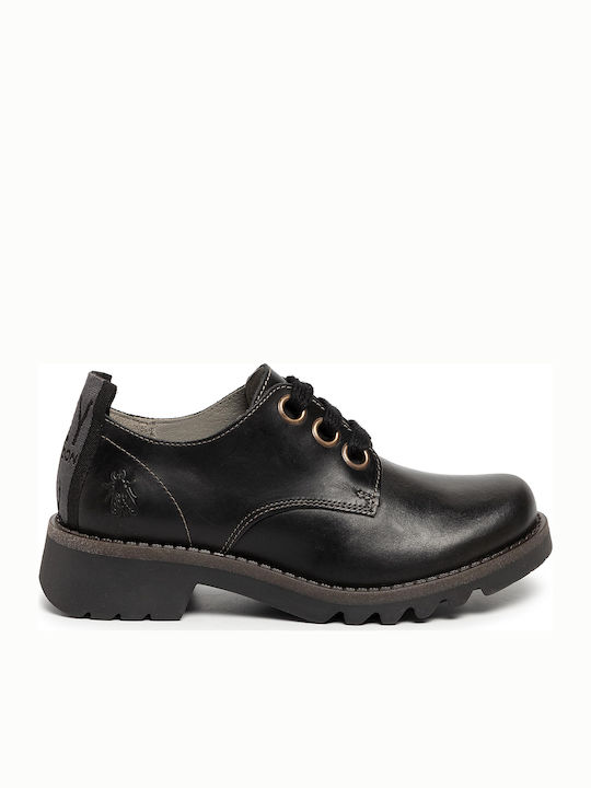 Fly London Rudafly Piele Oxfords pentru femei în Negru Culore