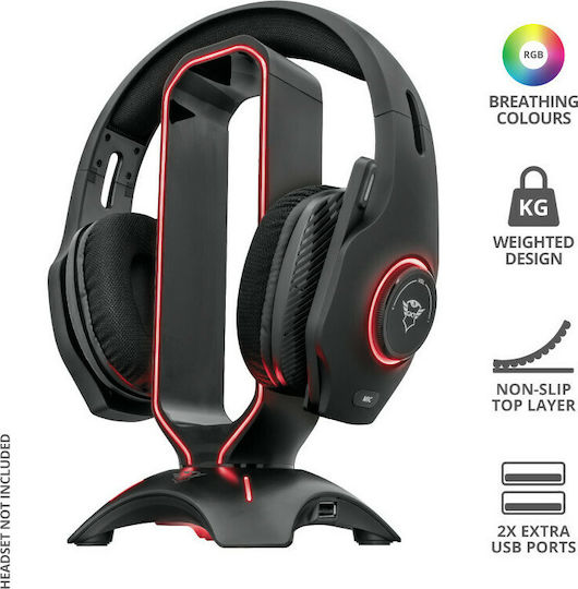 Trust GXT 265 Cintar Desktop Headphone Stand with LED Lighting and USB Port Black