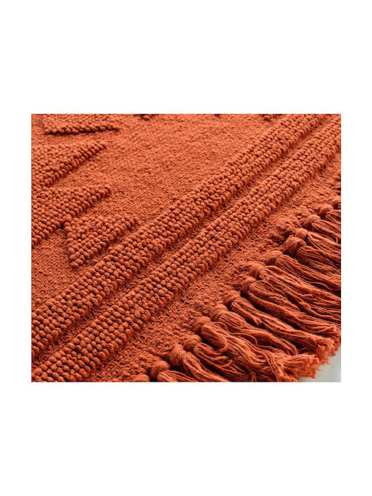 Kipper Cilaos Rug Rectangular Cotton with Fringes Terracotta