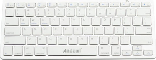 Andowl QY-K08 Fără fir Bluetooth Doar tastatura Engleză US Alb