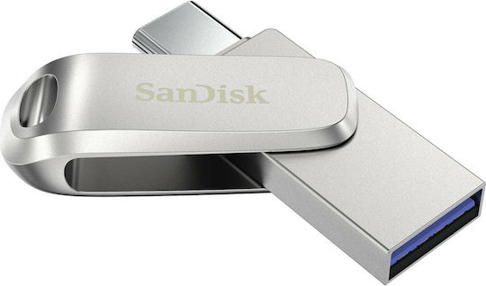 Sandisk Ultra Dual Drive Luxe 512GB USB 3.1 Stick with connection USB-C & USB-A Silver