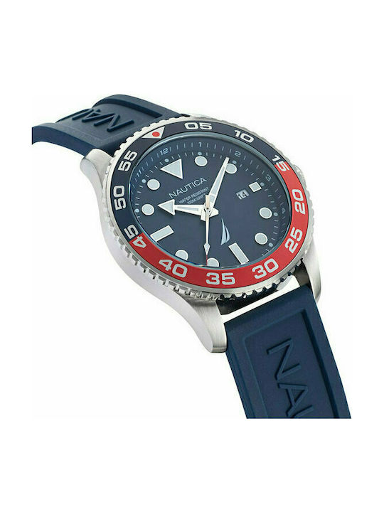 Nautica Pacific Beach Watch with Blue Rubber Strap