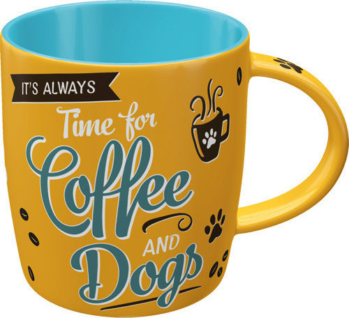 Nostalgic Art Coffee and Dogs Cană Ceramică Galbenă 330ml