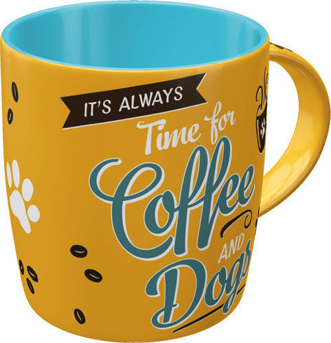 Nostalgic Art Coffee and Dogs Cană Ceramică Galbenă 330ml