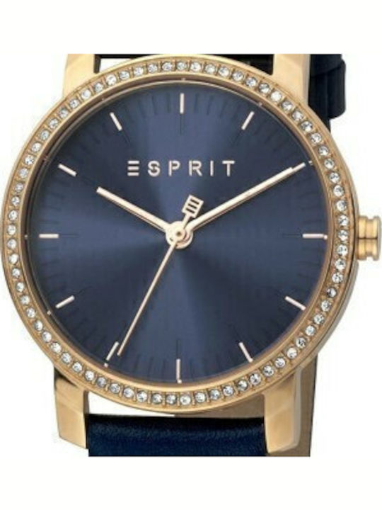 Esprit Damen Uhr mit Blau Lederarmband
