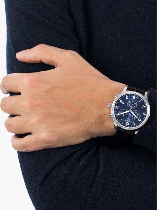 Tissot Chrono XL Classic Herrenuhr 45mm Chronograph mit Braunen Lederriemen