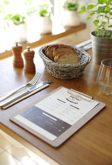 Hendi Menu Holder with Wooden Cover in Brown Color