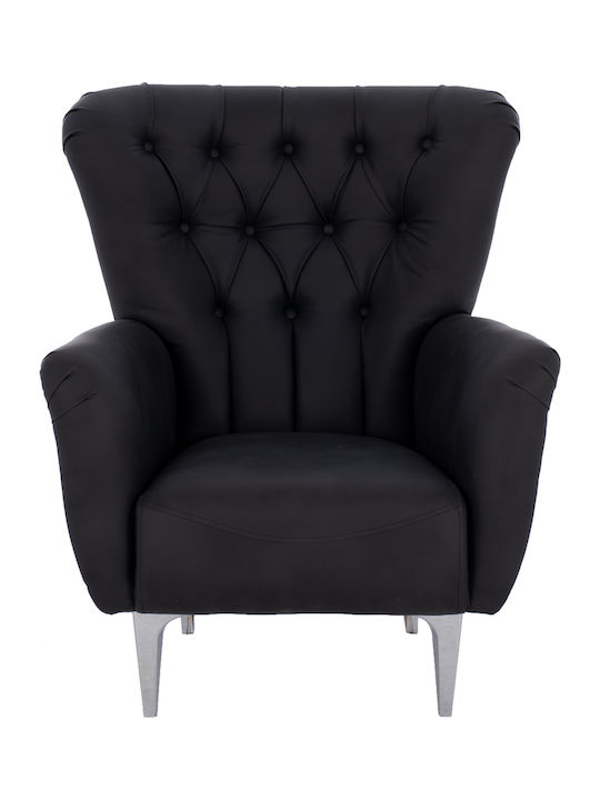 Chesterfield Bergère din Piele Ecologică Negru 87x88x100cm