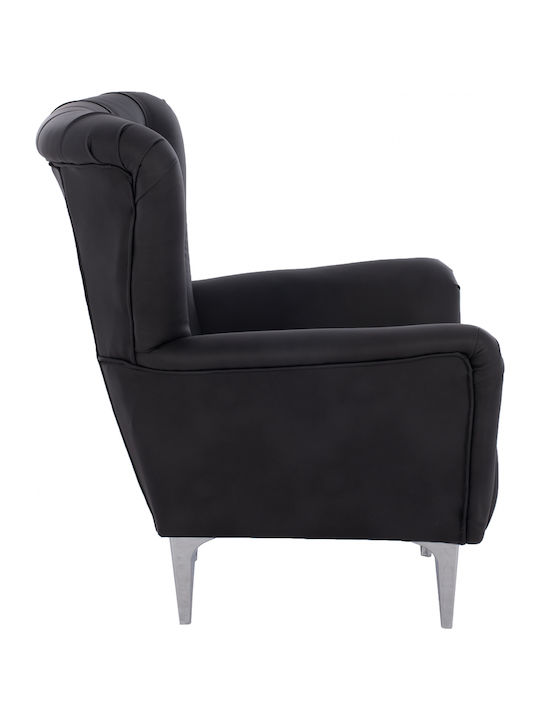 Chesterfield Bergère din Piele Ecologică Negru 87x88x100cm