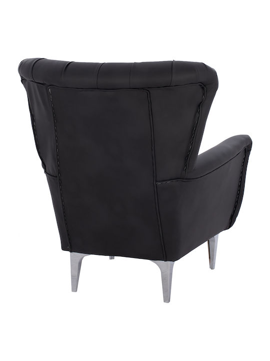 Chesterfield Bergère din Piele Ecologică Negru 87x88x100cm