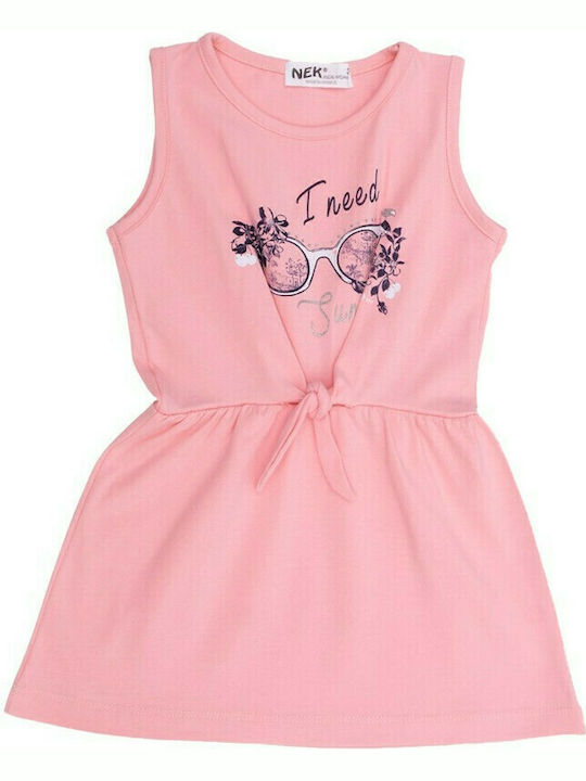 Nek Kids Wear Mädchen Kleid Ärmellos Rosa