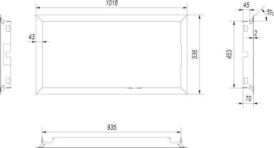 Kratki Χαλύβδινη Πρόσοψη Τζακιού 101.8x53.6cm