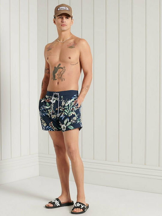 Surf Retro Men's Swimwear Shorts Navy Blue Floral
