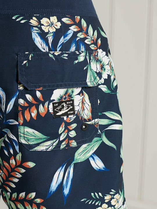 Surf Retro Men's Swimwear Shorts Navy Blue Floral